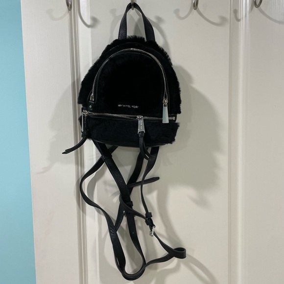 Michael Kors Rhea Leather and Faux Fur Mini Backpack - Picture 1 of 6